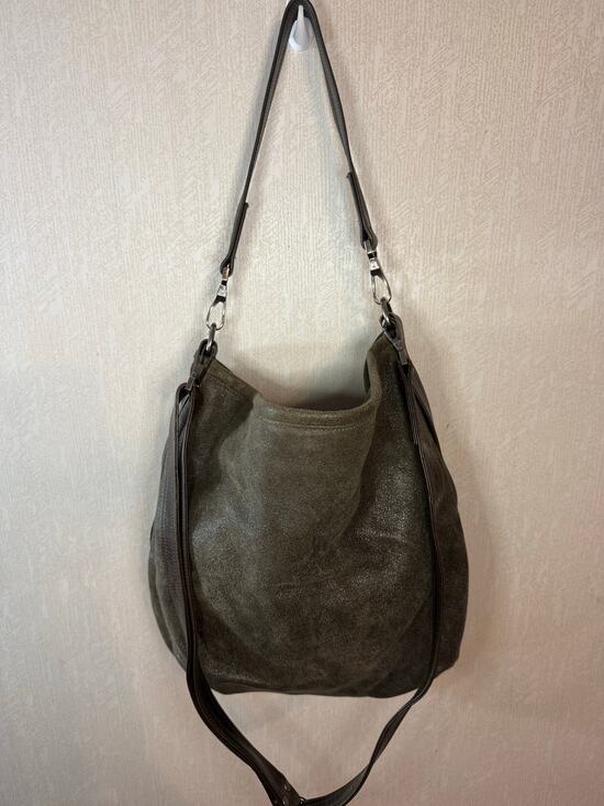 Rough & Tumble Handbags - Rough & Tumble Maine Large Suede Leather Hobo Shoulder Bag Brown Convertible